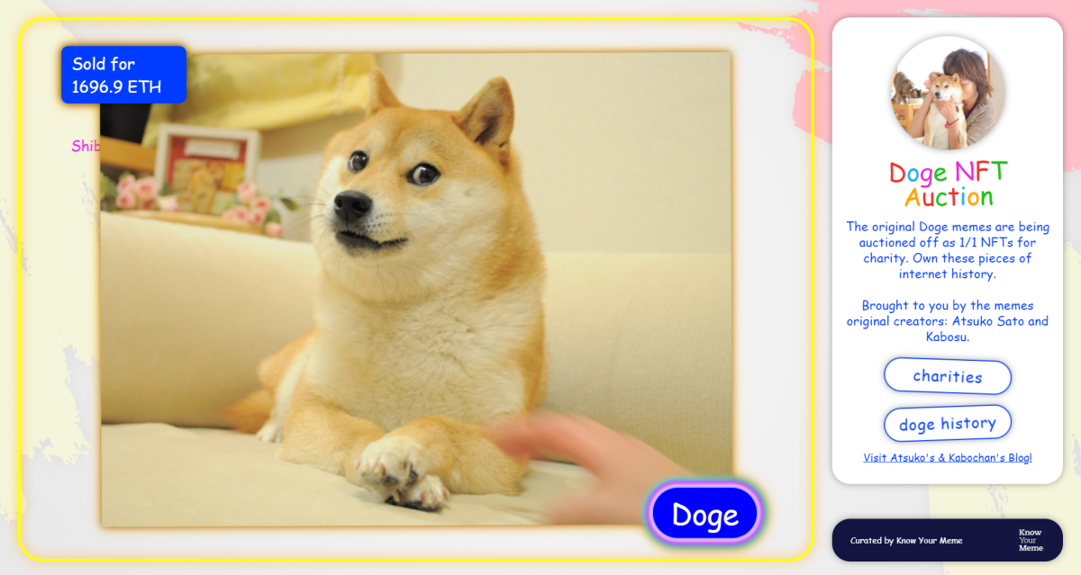 「Doge NFT Auction」落札ページ