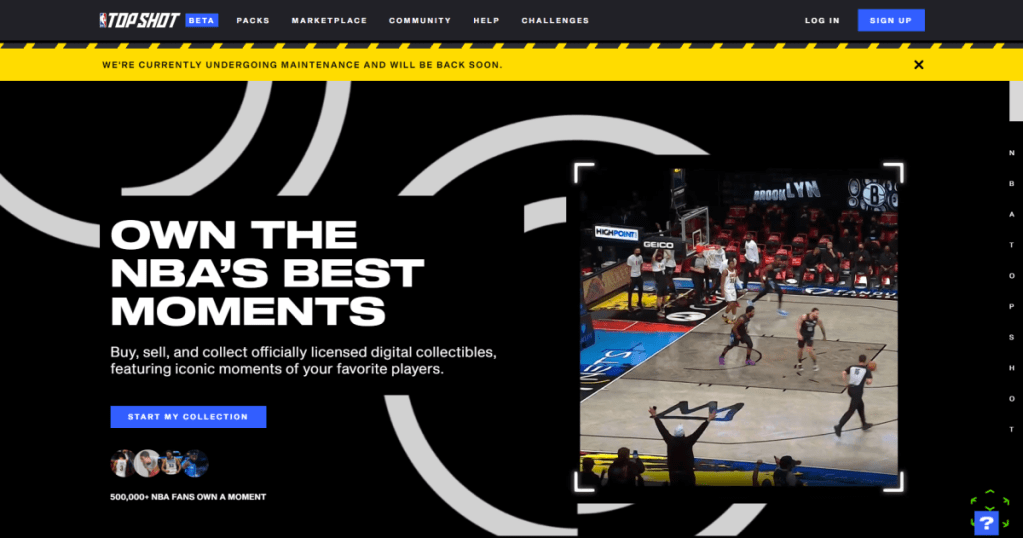 「NBA TOP SHOT」公式HP