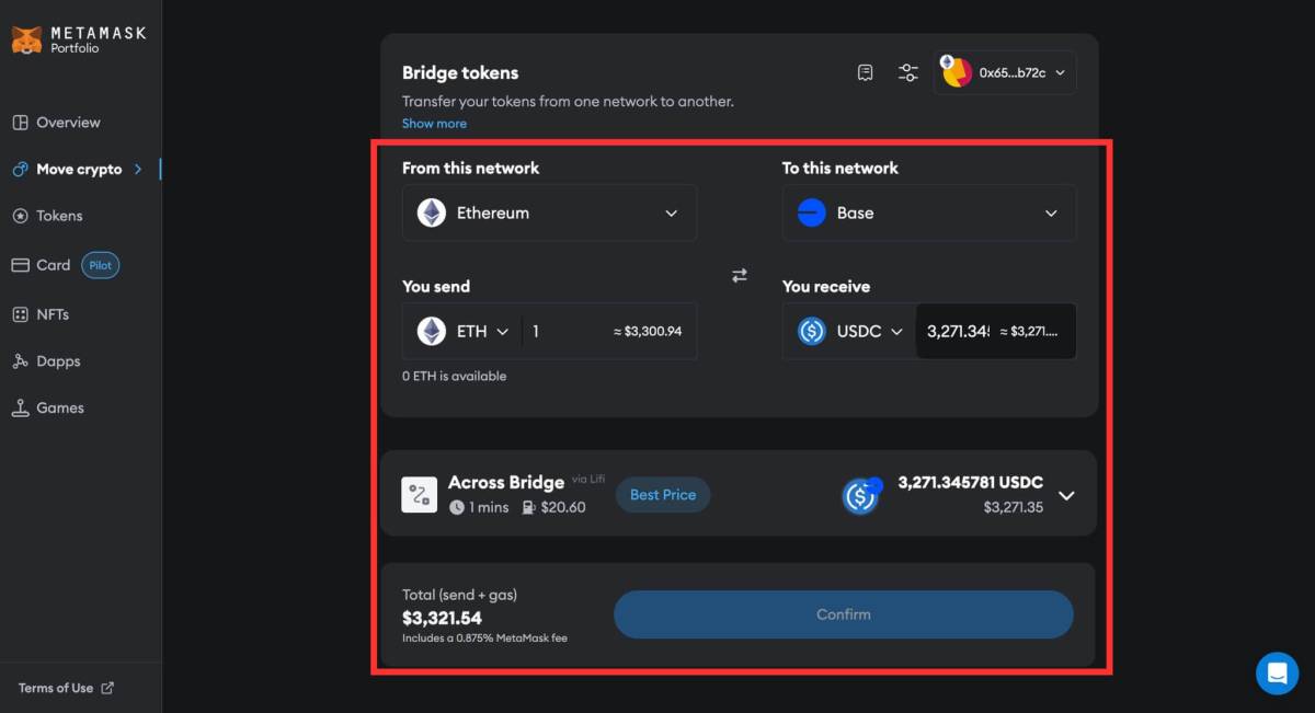 MetaMask ブリッジ3