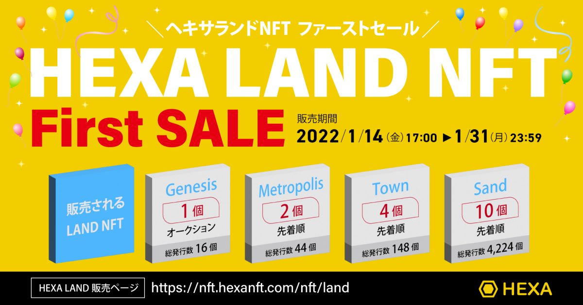 WEB3.0を実現するHEXA LAND NFT(ヘキサランドNFT)のファーストセールとアンバサダーエアドロップを実施決定!広告枠NFTを使ったTokenomics(トークノミクス)
