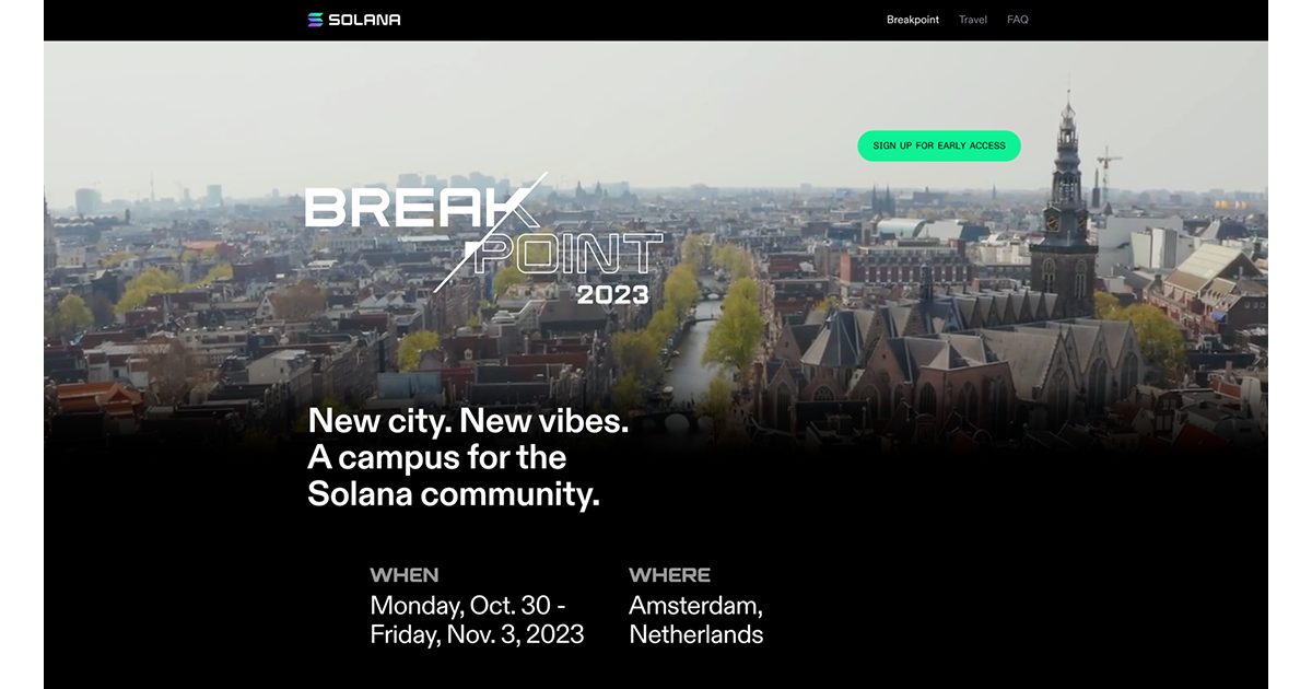 Solana Breakpoint 2023がオランダ・アムステルダムにて10月30日から11月3日に開催
