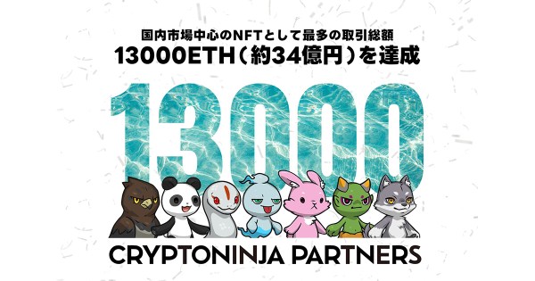 CNP（CryptoNinja Partners）の流通総額が発売15ヶ月で13,000ETHを突破