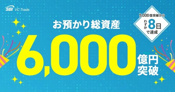 SBI VCトレード　預かり総資産6000億円