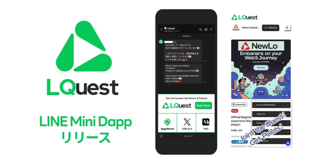 NewLo、LINE Mini Dappのキャンペーンツール「LQuest」をリリース。Kaiaチェーンを利用したポイントと暗号資産Kaiaへの交換機能を提供。