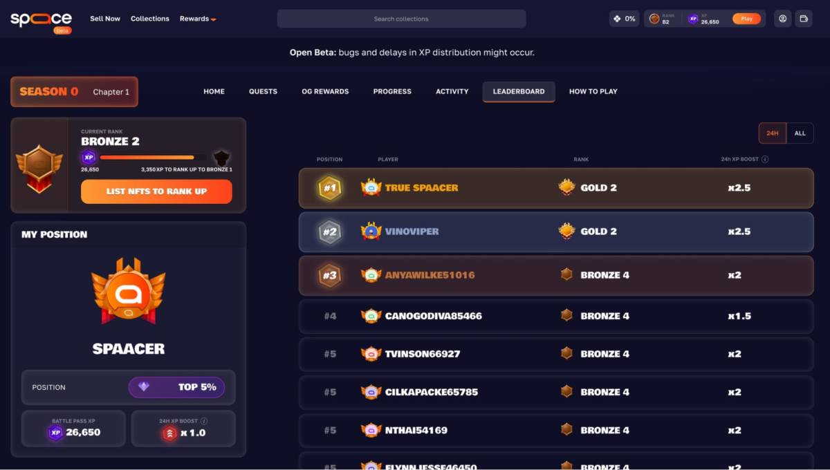 Spaace NFT リーダーボード