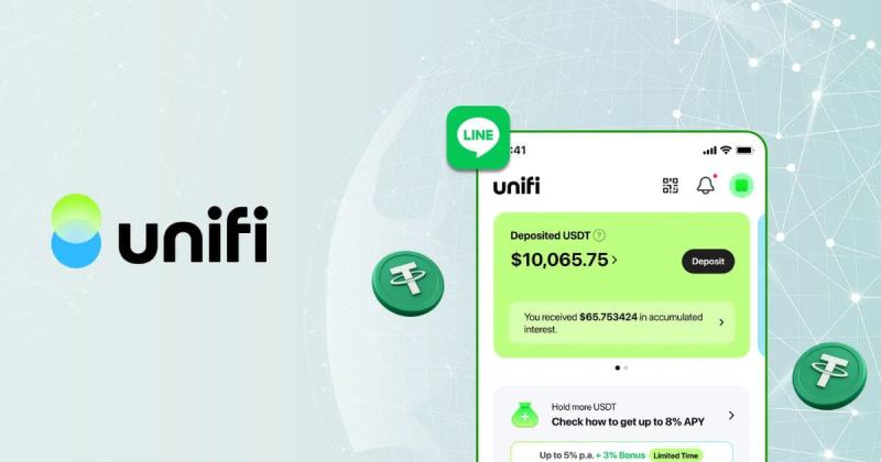 LINENEXT Unifi ステーブルコイン ウォレット USDT 利息