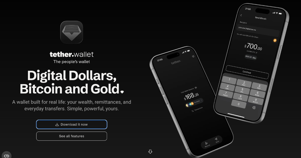 テザー社、セルフカストディ型アプリ「tether.wallet」公開